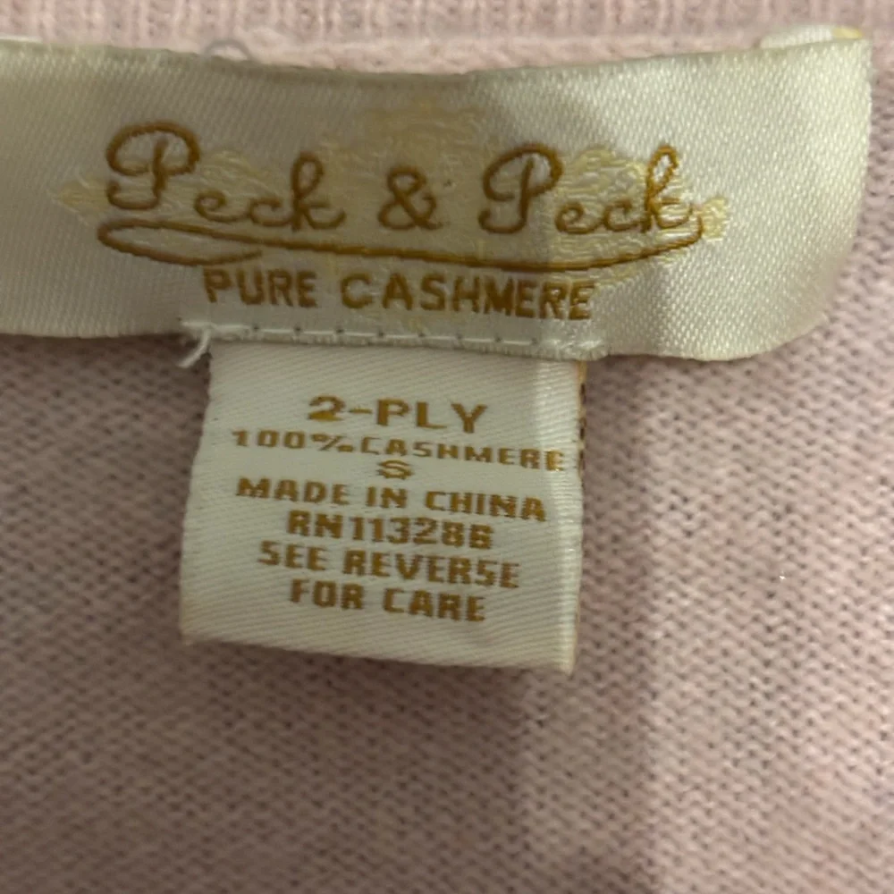 Peck & Peck Soft Pink 2 Ply 100% Cashmere Cardigan Sweater Size Small - Picture 3 of 5